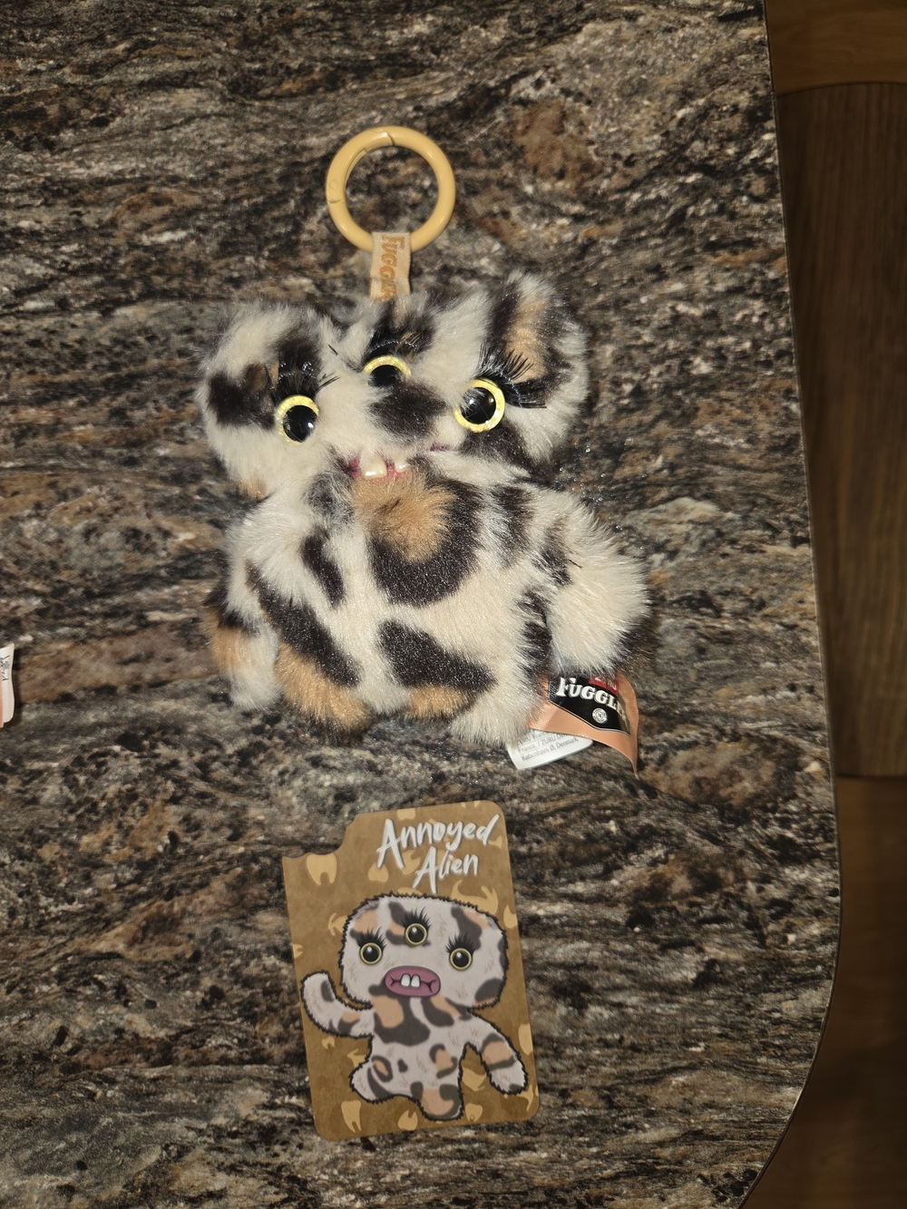 Annoyed Alien Plush Keychain by Fuggler - Cream & Black Pattern